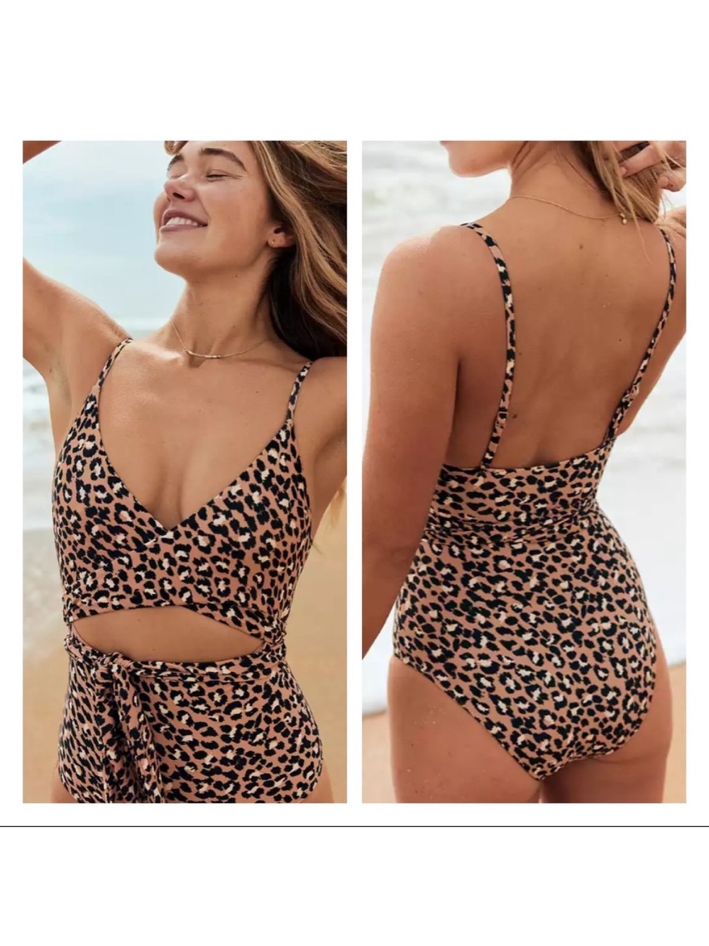 Aerie Leopard Wrap One Piece Swimsuit